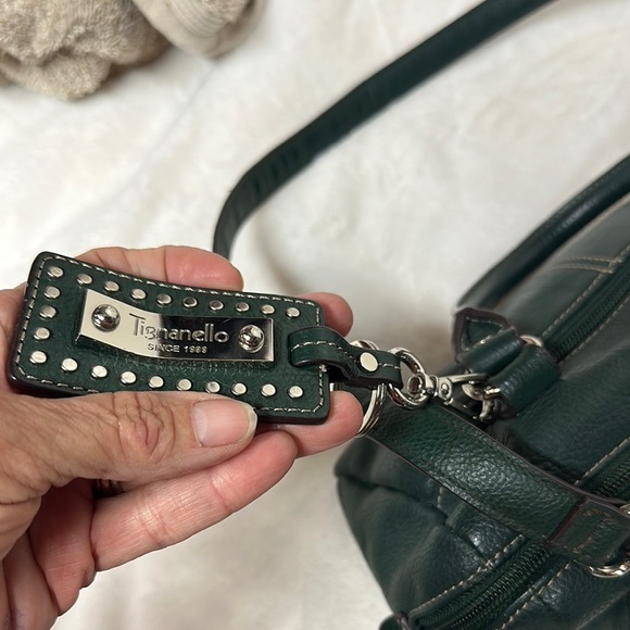 Tignanello Green Leather Satchel with Adjustable Strap - Picture 6 of 12